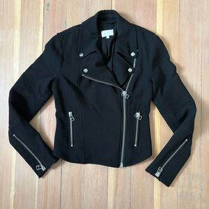 Aritzia Wilfred Black Crepe Moto Jacket